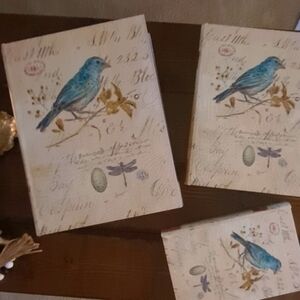 🐦Vintage Books Box Birds Set Decor